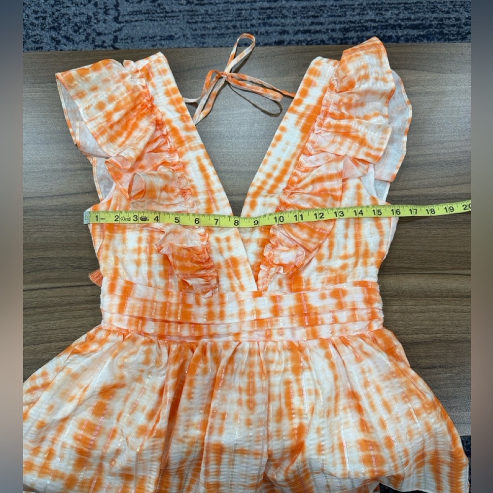 L'ATISTE Print Milty Tired Ruffle Maxi Orange Summer Dress Size S Vacation - Picture 7 of 8
